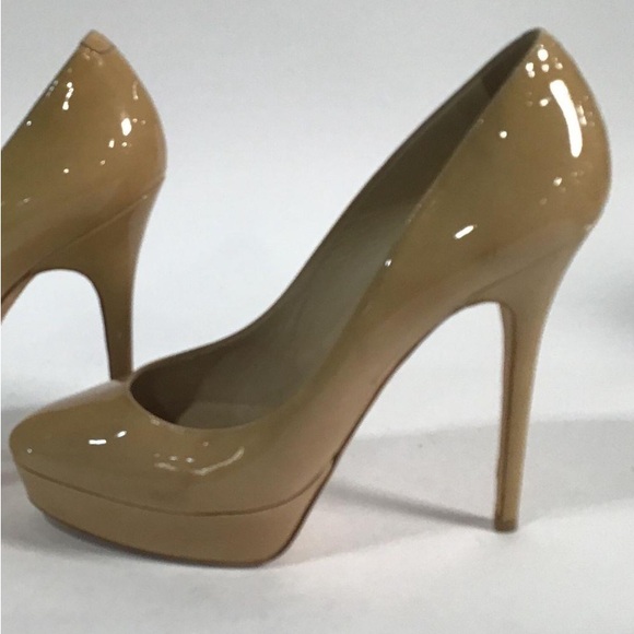 Women’s Jimmy Choo Patent Leather Platform Pumps Beige Size 39.5 - Picture 1 of 6